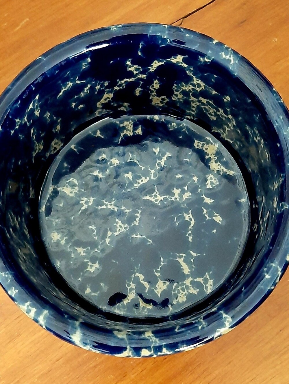 VTG Bennington Pottery Vermont Blue Agate Pattern 5.75" Ramekin Crock Bowl - Picture 4 of 4